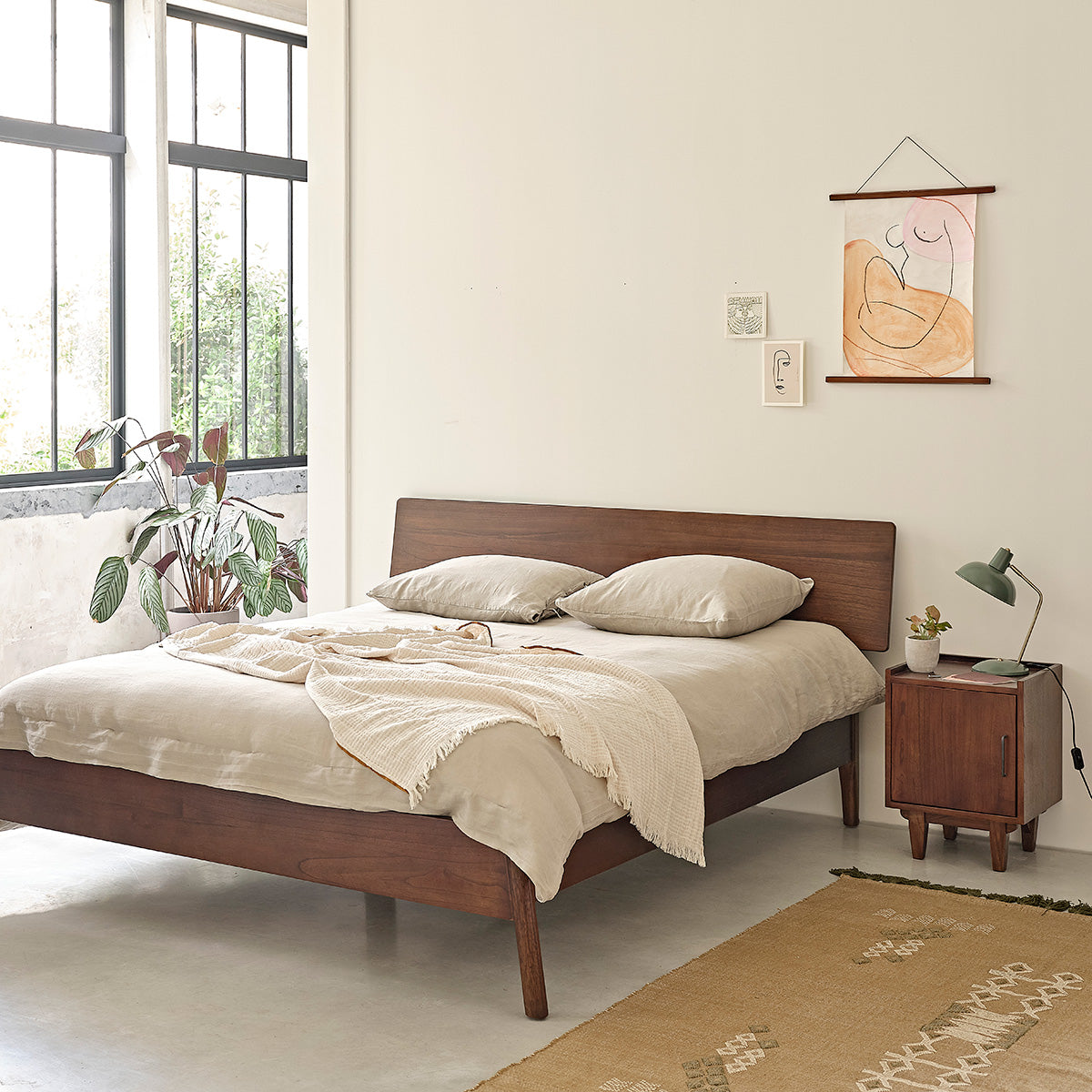 VINTAGE - Bett aus massivem Mindi 160 cm