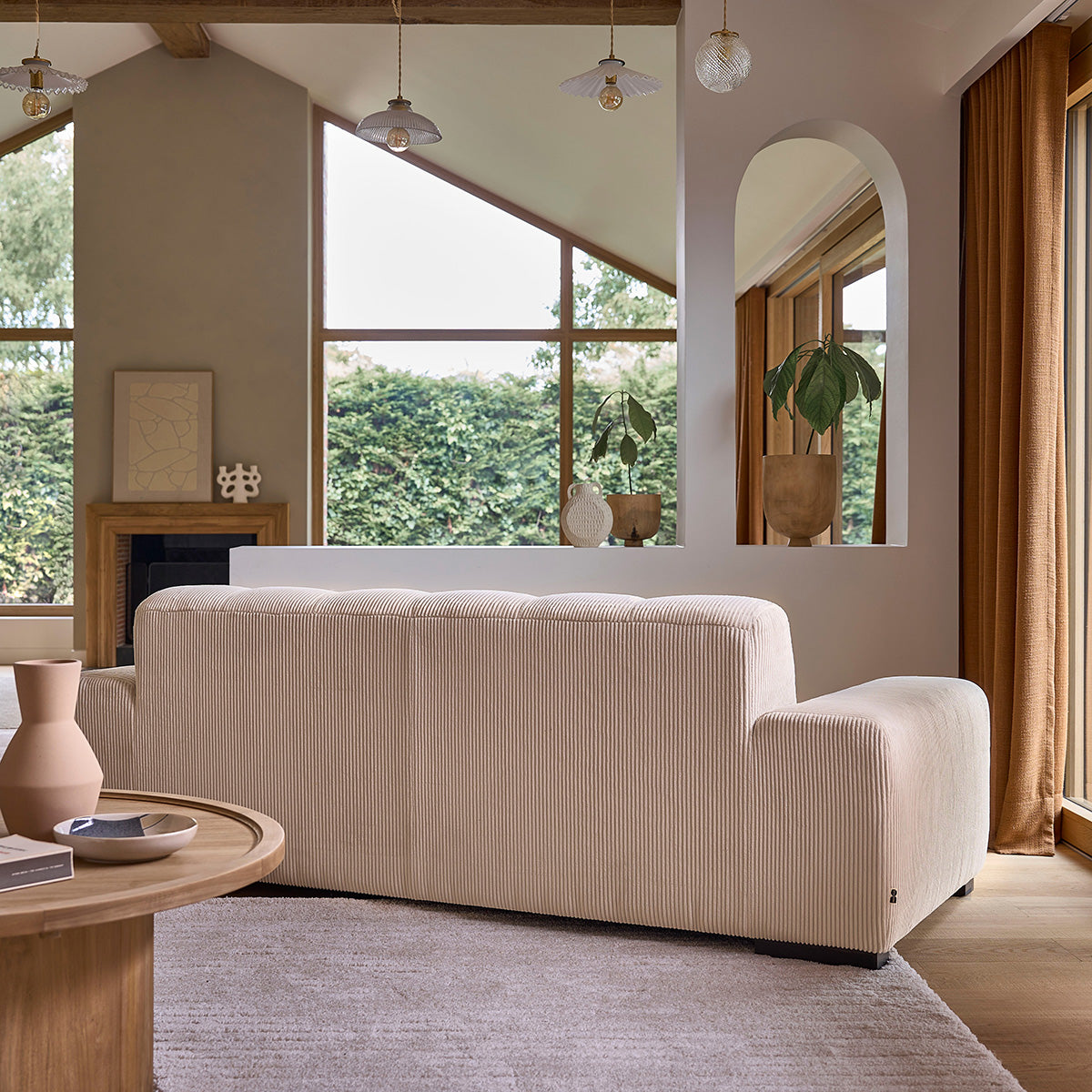 ALPHONSE - Gerades 3-Sitzer-Sofa aus naturfarbenem Cord