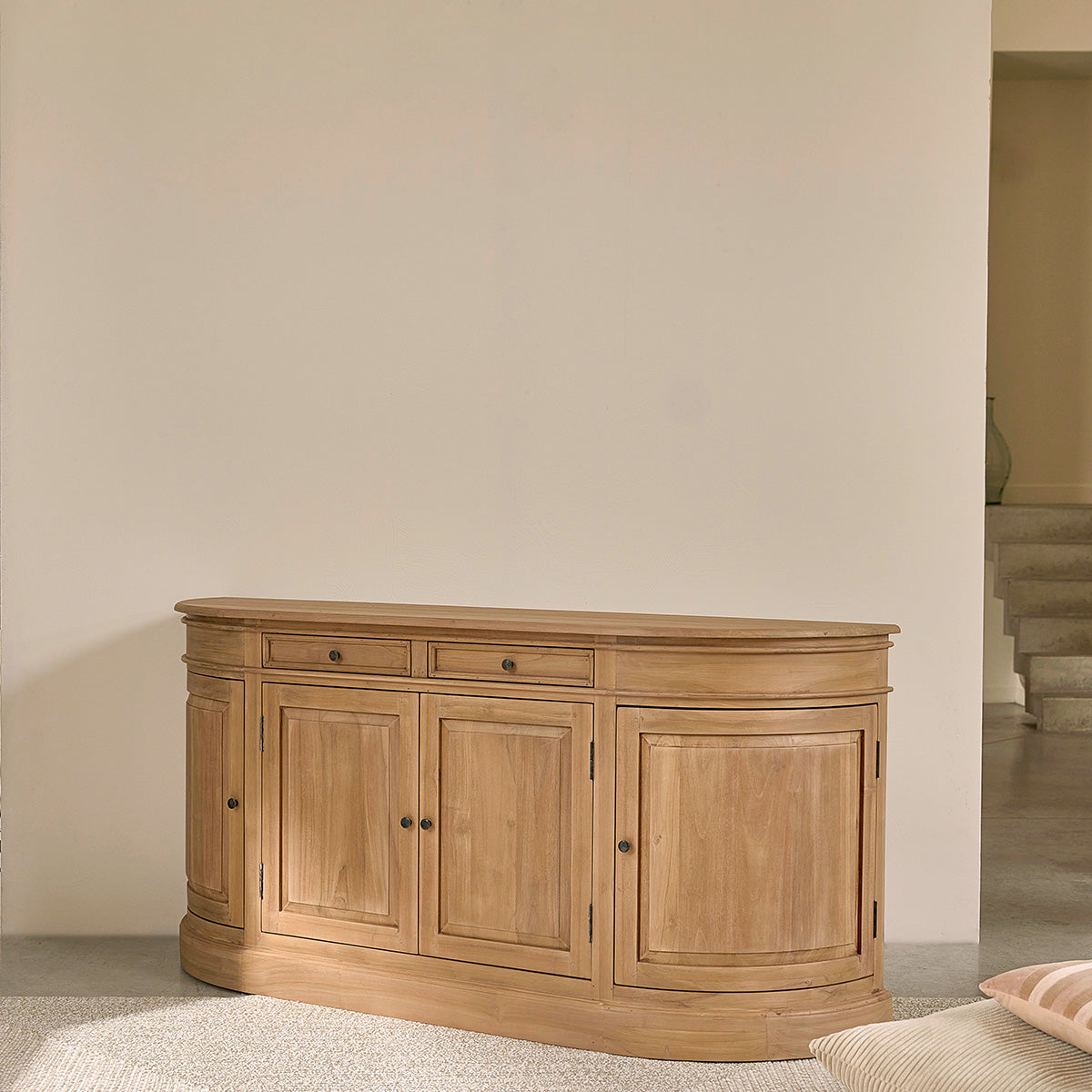 ADAM - Rundes Buffet aus massivem Teakholz 180 cm