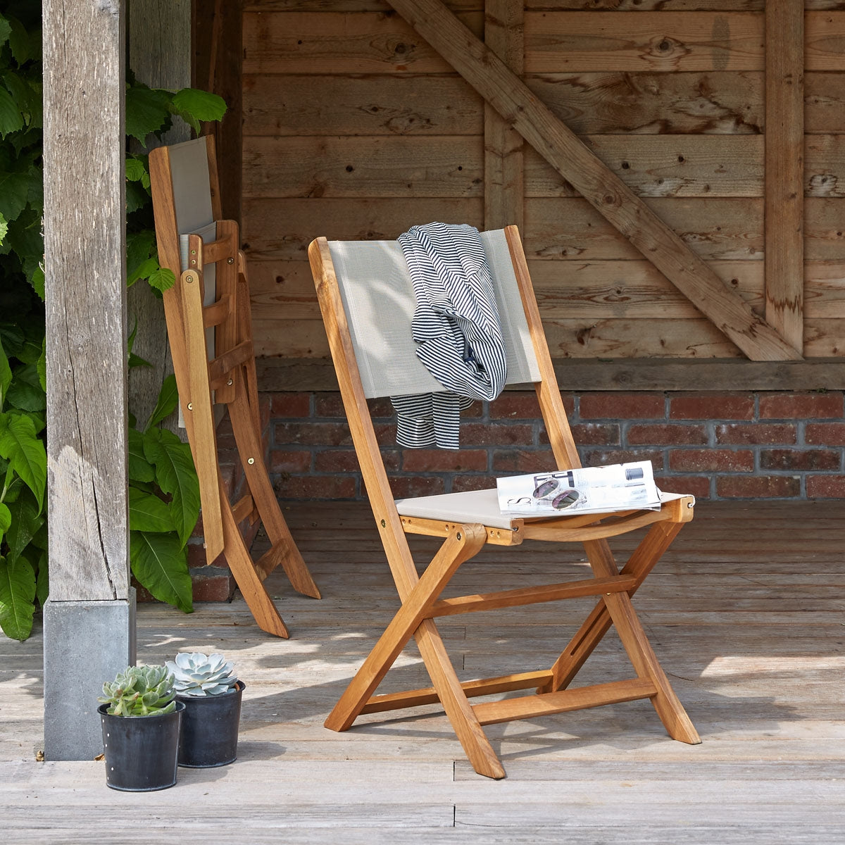 HANOÏ - Gartenlounge aus Akazienholz und grauem Textilene 6/8 Sitze