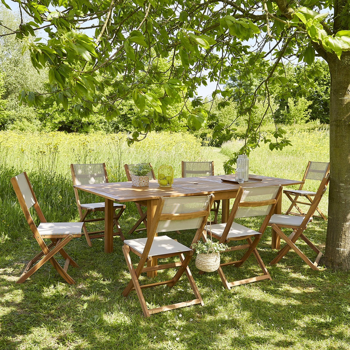 HANOÏ - Ausziehbarer Gartentisch aus Akazienholz 8/10 Sitze