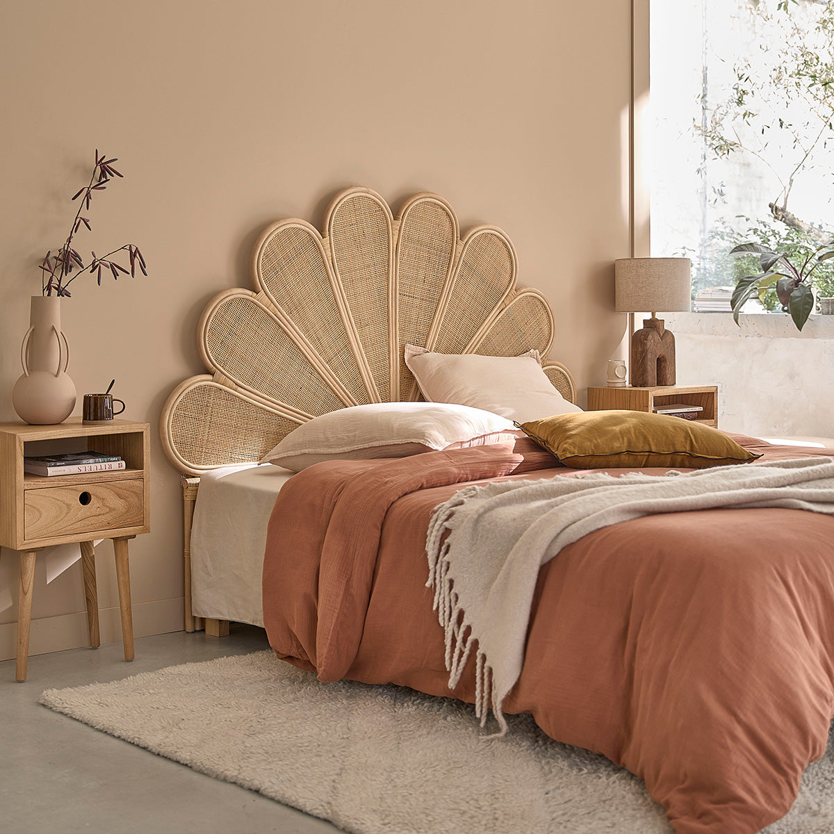 ROMY - Kopfteil aus Rattan und mit Rohrgeflecht 160 cm