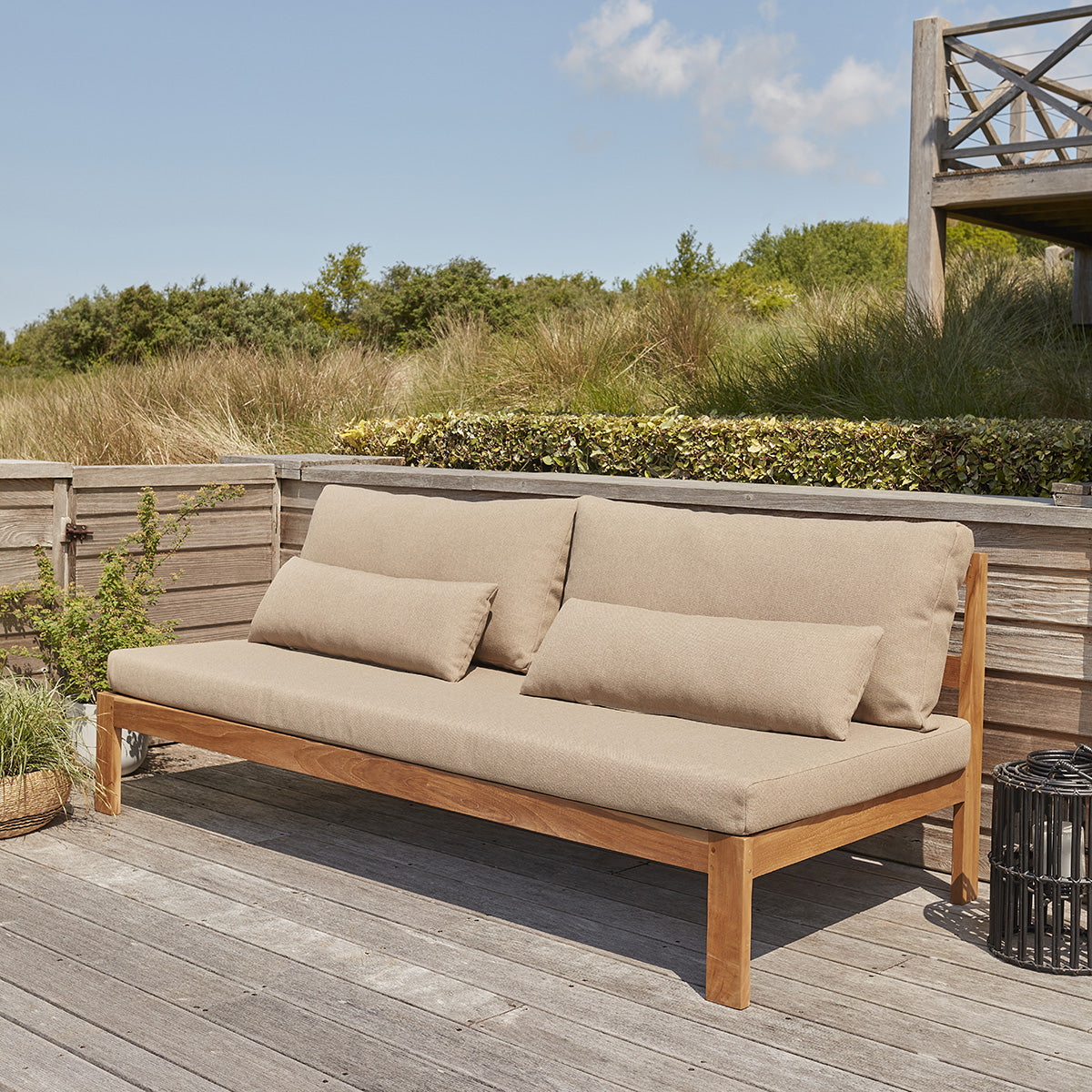 PALMA - Gartensofa aus massivem Teakholz in Taupe