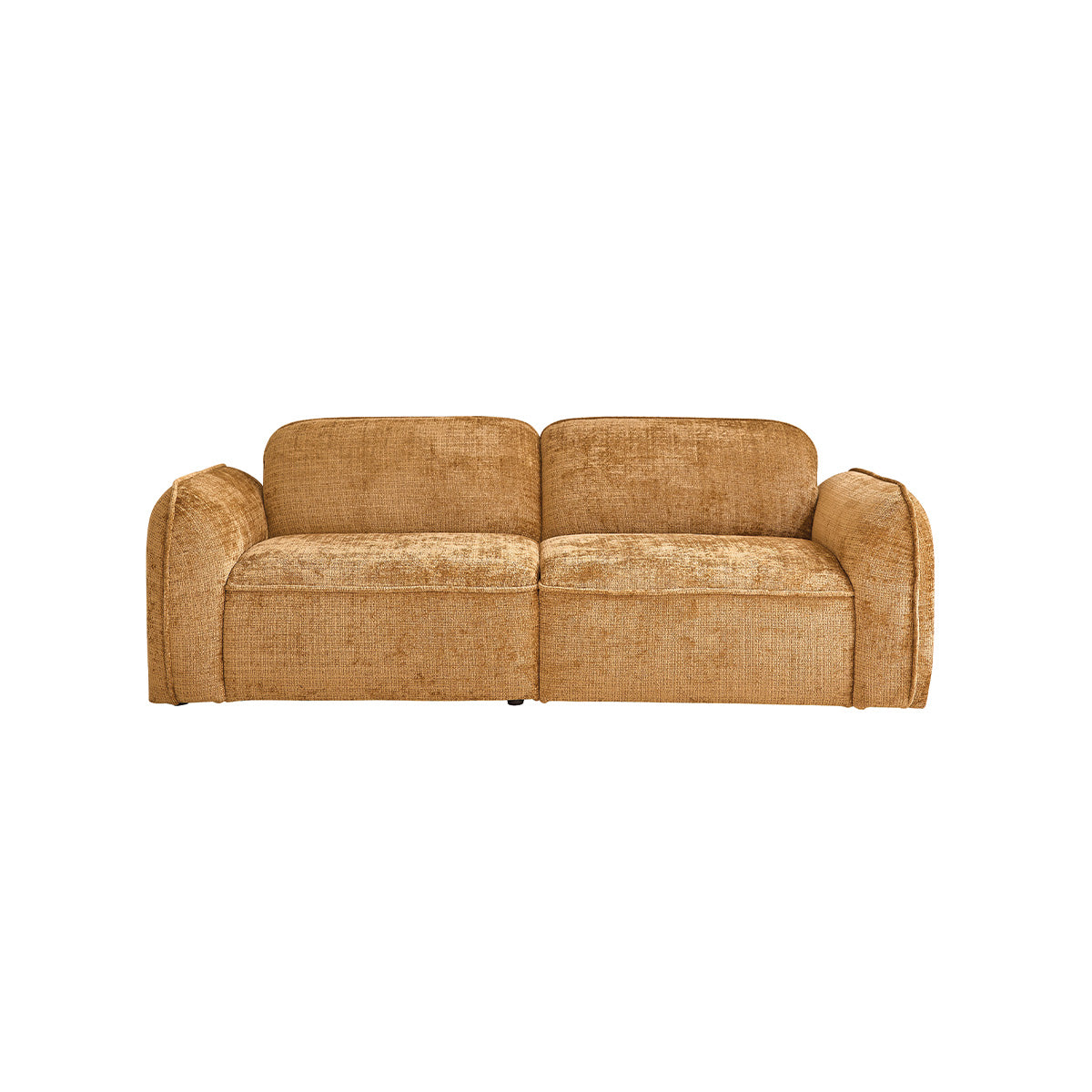 HECTOR - Gerades 3-Sitzer-Sofa aus strukturiertem Samt in der Farbe ocker