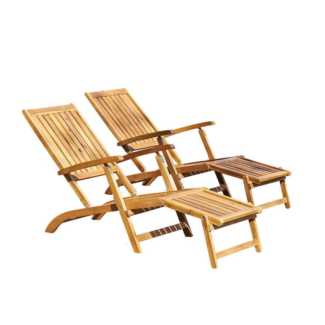 HANOÏ - Liegestuhl aus massivem Akazienholz (Satz von 2)