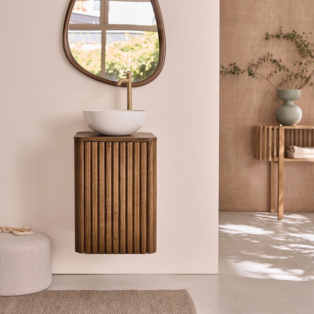 TRINIDAD - Hängendes Handwaschbecken aus Mindi-Holz 40cm