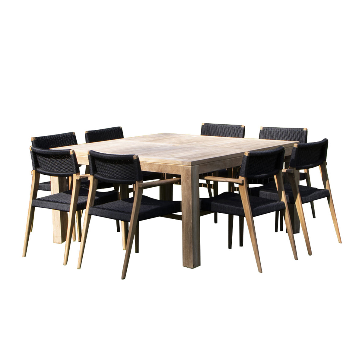 ESTHER - Gartenlounge aus massivem Teakholz und Tauwerk 8 pers.