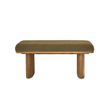 Bank aus massivem Teakholz und grünem Cordstoff 100 cm