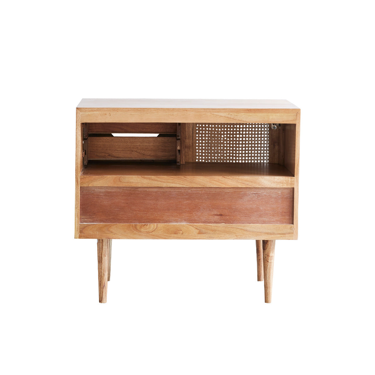 HANA - Waschtischunterschrank aus massivem Mindi und mit Rohrgeflecht 85 cm