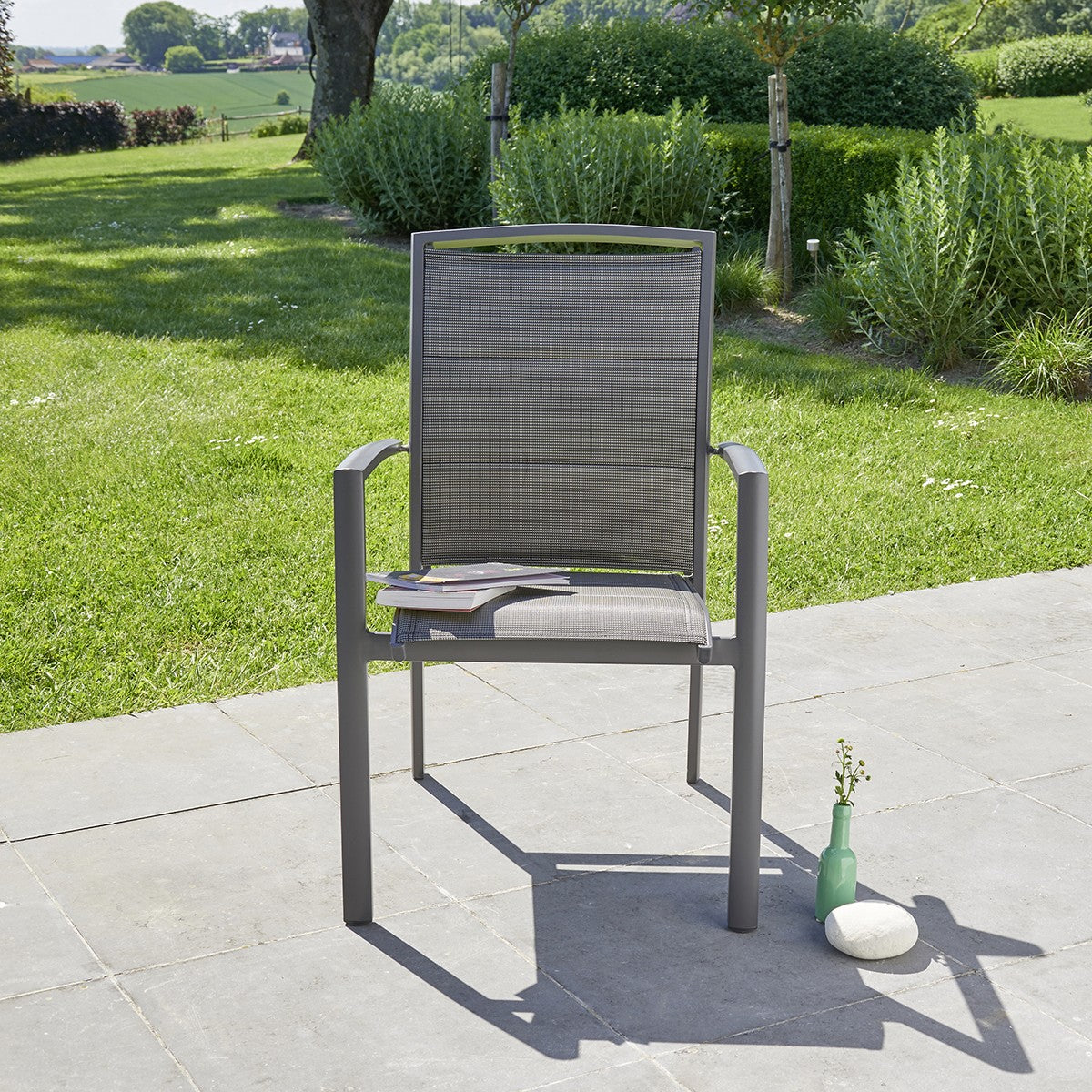 MODULO - Gartensessel aus Aluminium und grauem Textilene
