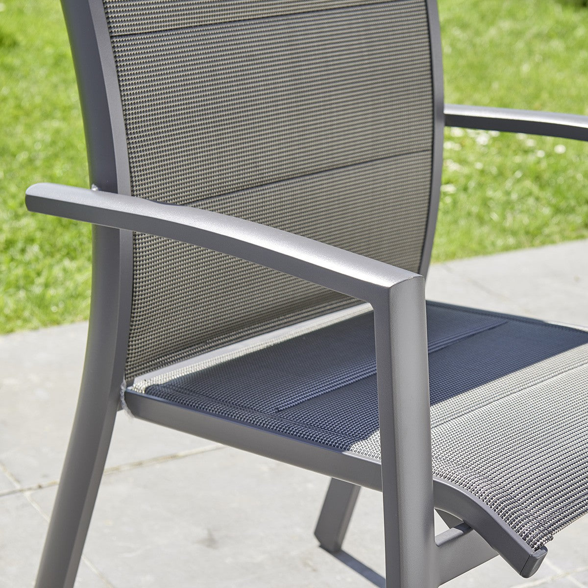 MODULO - Gartensessel aus Aluminium und grauem Textilene
