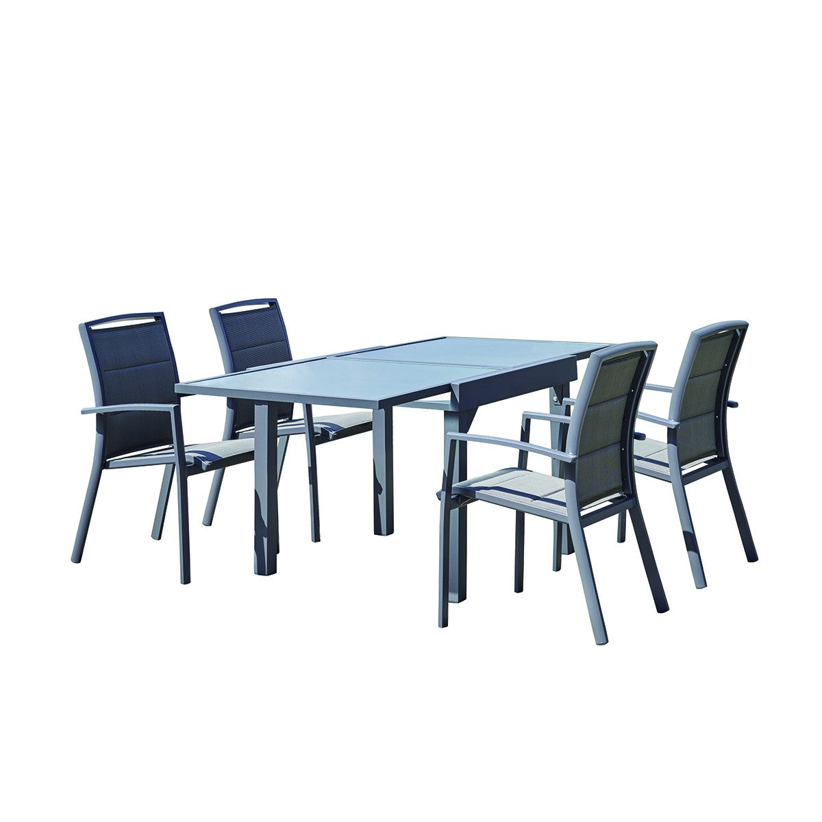 MODULO - Ausziehbare Gartenlounge aus grauem Aluminium 4/8 pers.