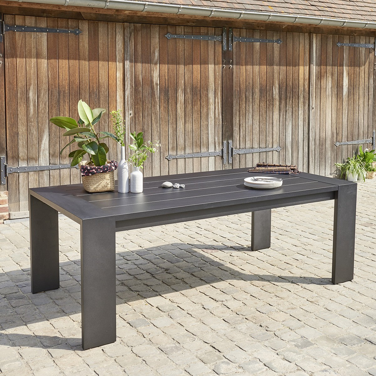 IBIZA - Gartenlounge aus Aluminium und schwarzem Textilene 6-Sitzer