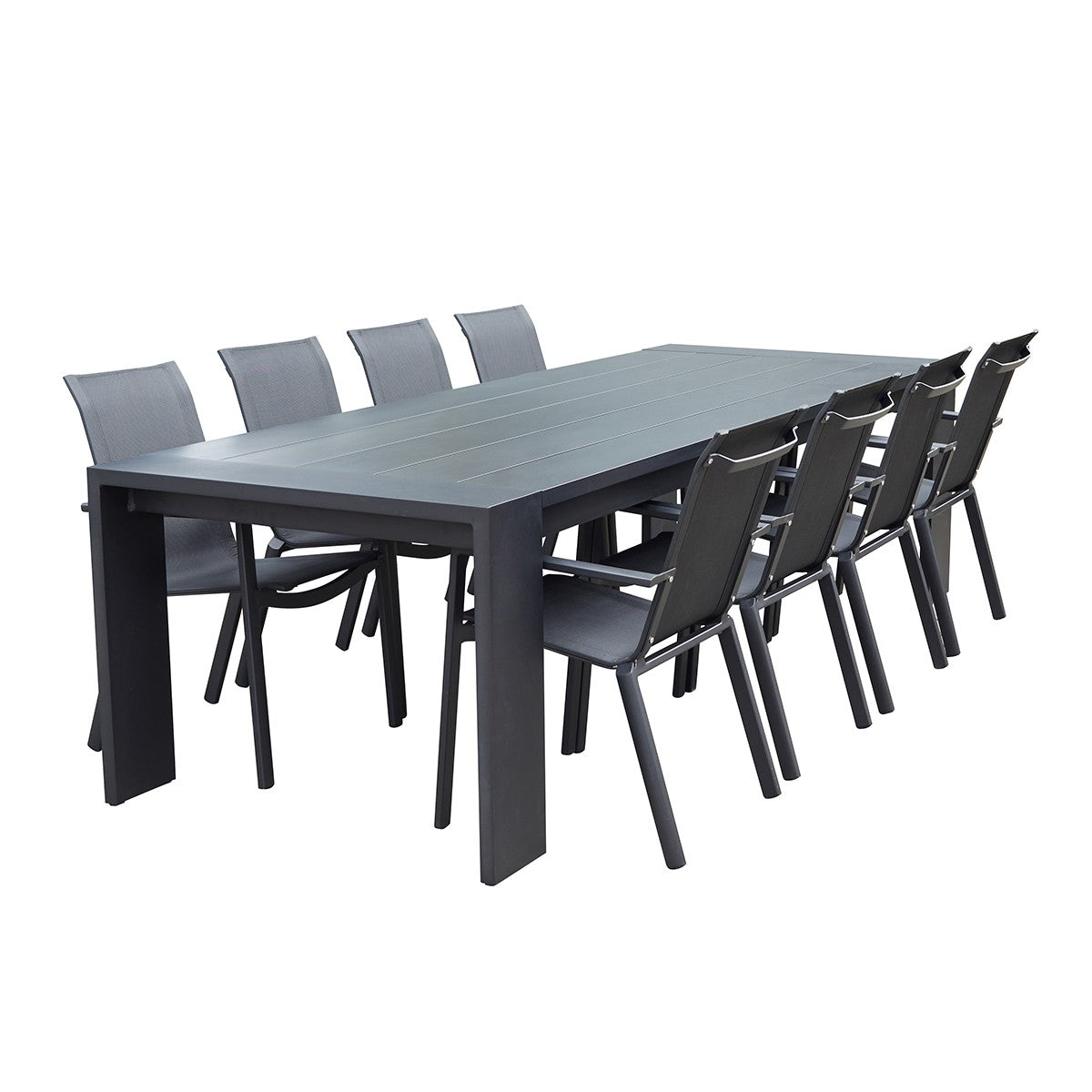 IBIZA - Gartenlounge aus Aluminium und schwarzem Textilene 8 Sitze