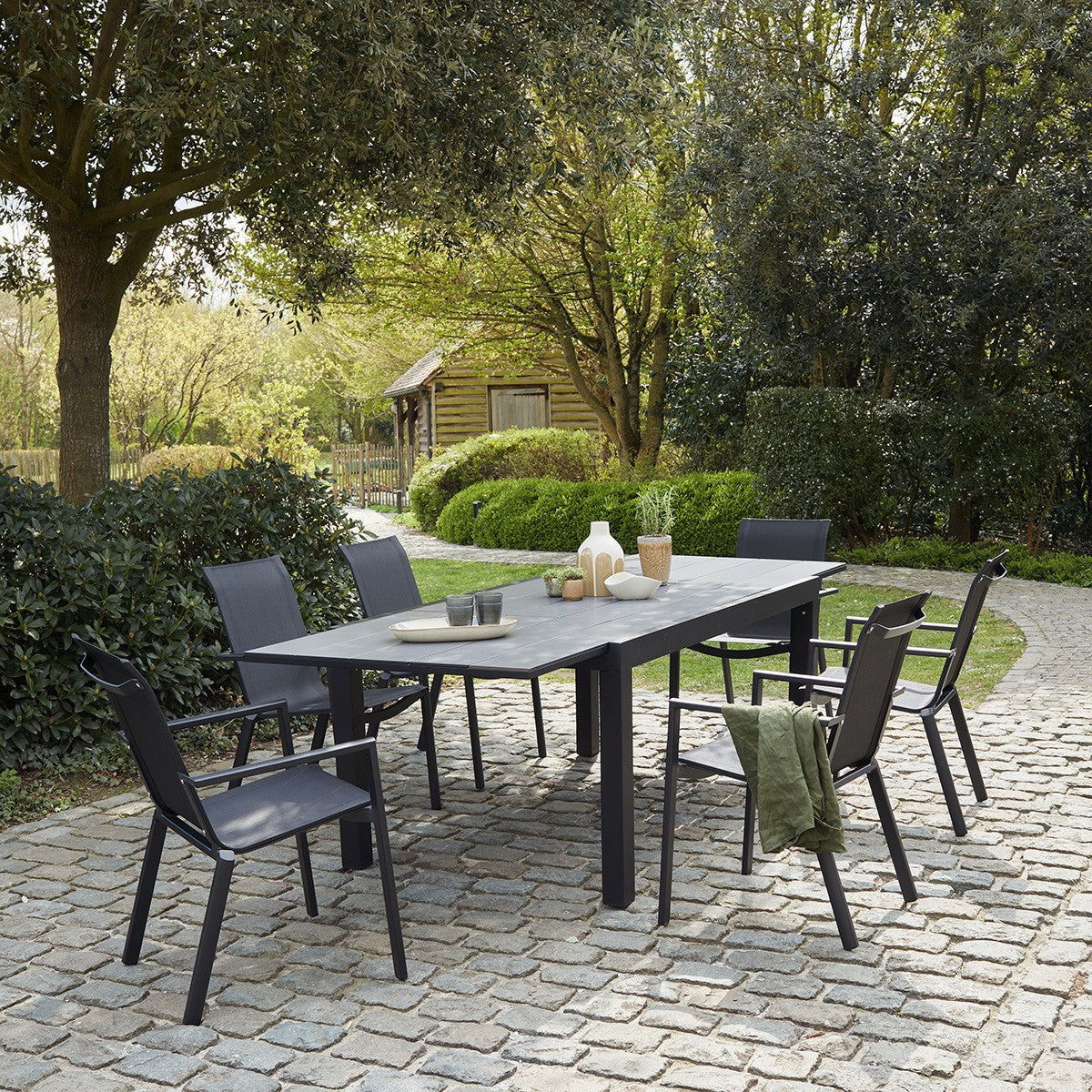 HPLSTAR - Ausziehbarer Gartentisch aus Aluminium 6/10 Sitzplätze