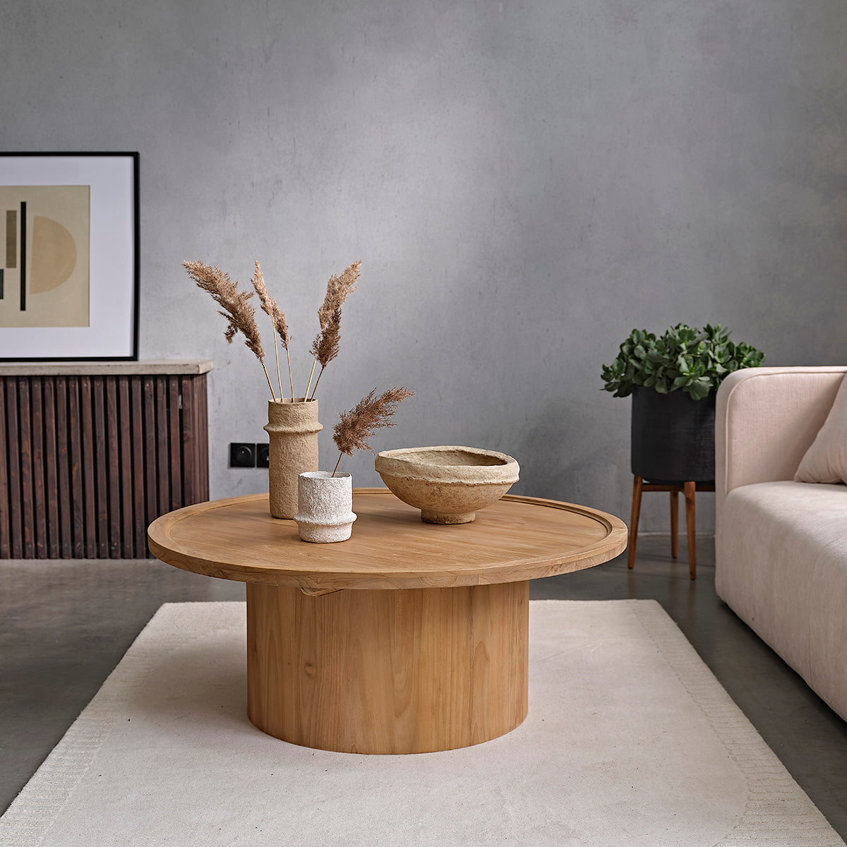 ALDO - Runder Couchtisch aus massivem Teakholz Ø 100 cm