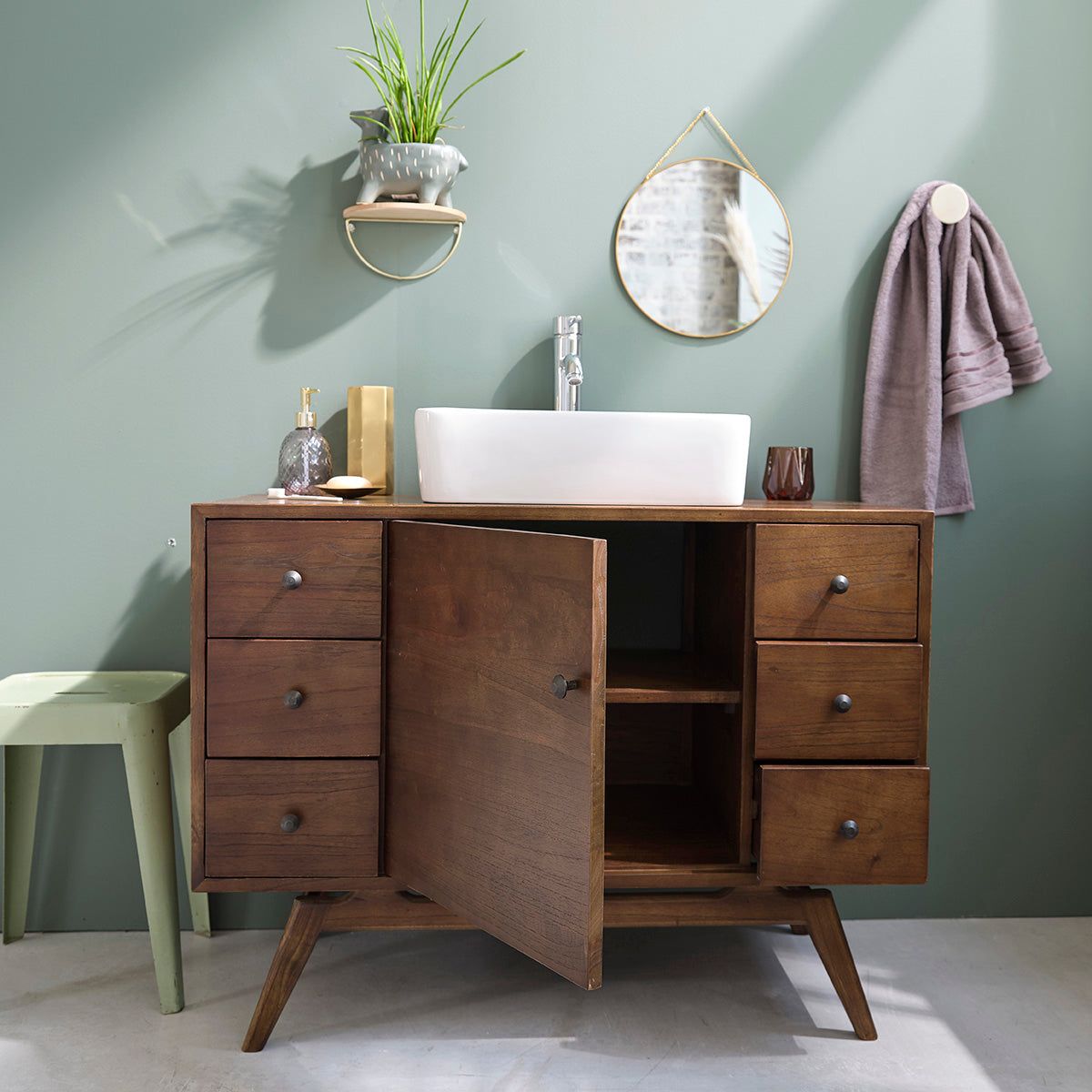 EMILE - Badezimmermöbel aus massivem Mindi 100 cm