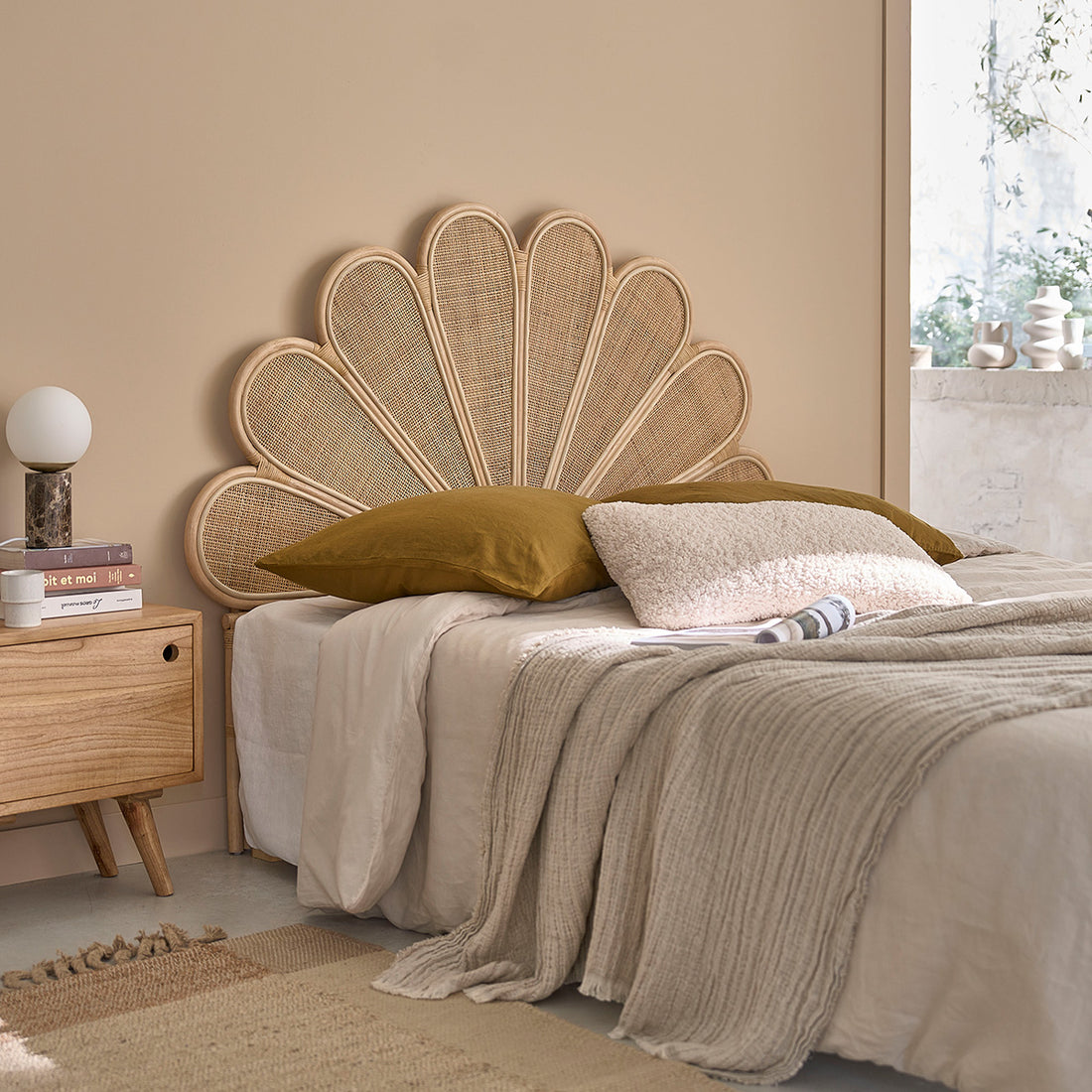 ROMY - Kopfteil aus Rattan und Rohrgeflecht 140 cm