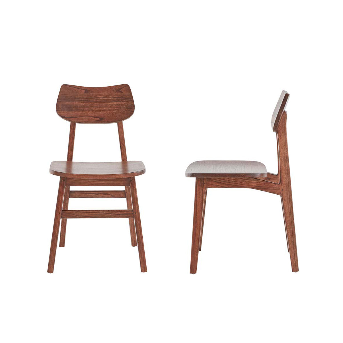MILO - Set aus 2 Stühlen aus massivem Mindi in Walnuss-Finish
