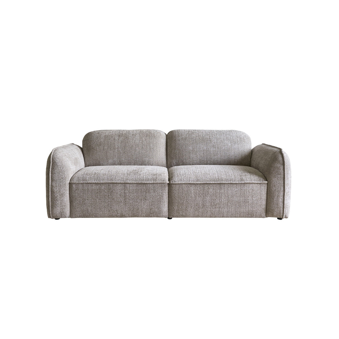 HECTOR - Gerades 3-Sitzer-Sofa aus beigefarbenem strukturiertem Samt