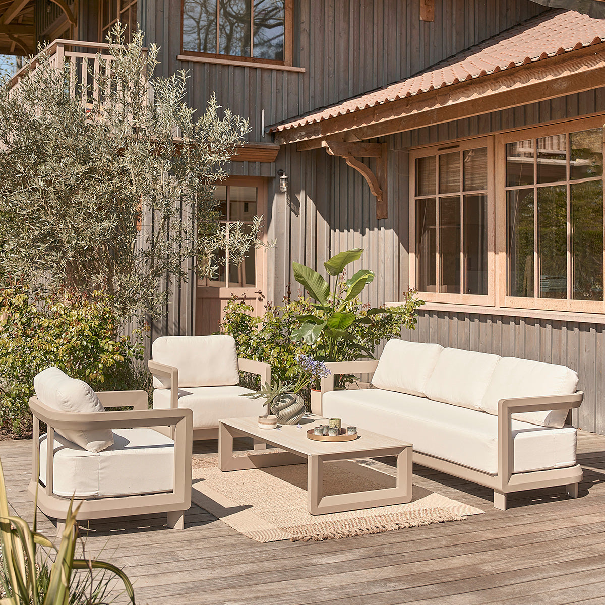 CALIZA - Gartenmöbel aus Aluminium in Taupe 5 pers.