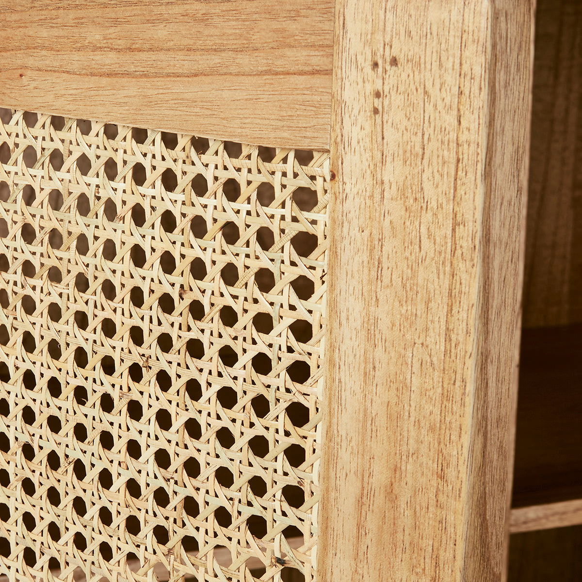 AUBIN - Schrank aus massivem Mindi und mit Rohrgeflecht 100 cm