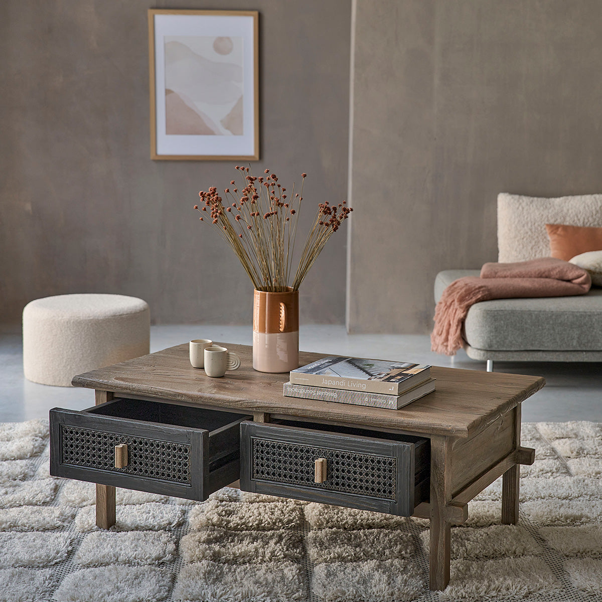 JUNKO - Couchtisch aus recyceltem massivem Holz 110 cm