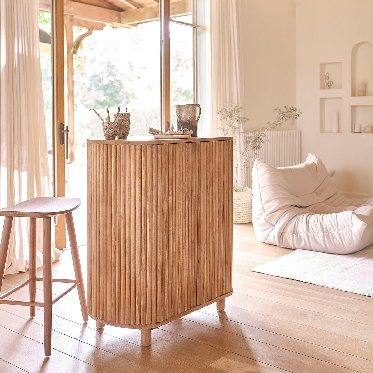 COLINE - Buffet aus massivem Teakholz 90 cm