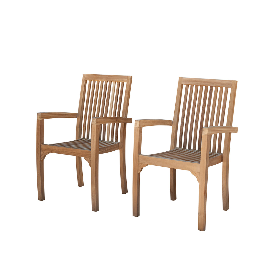 MALTE - Gartensessel aus massivem Teakholz stapelbar (2er Set)