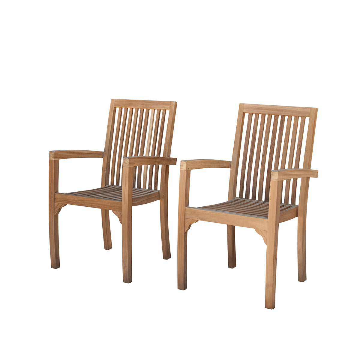 MALTE - Gartensessel aus massivem Teakholz stapelbar (2er Set)