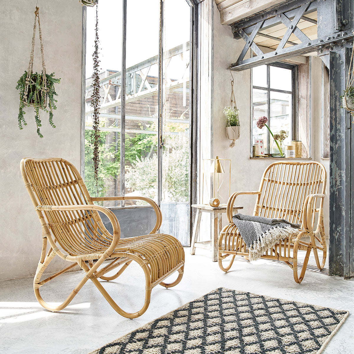 BOHO - Set aus 2 Rattansesseln