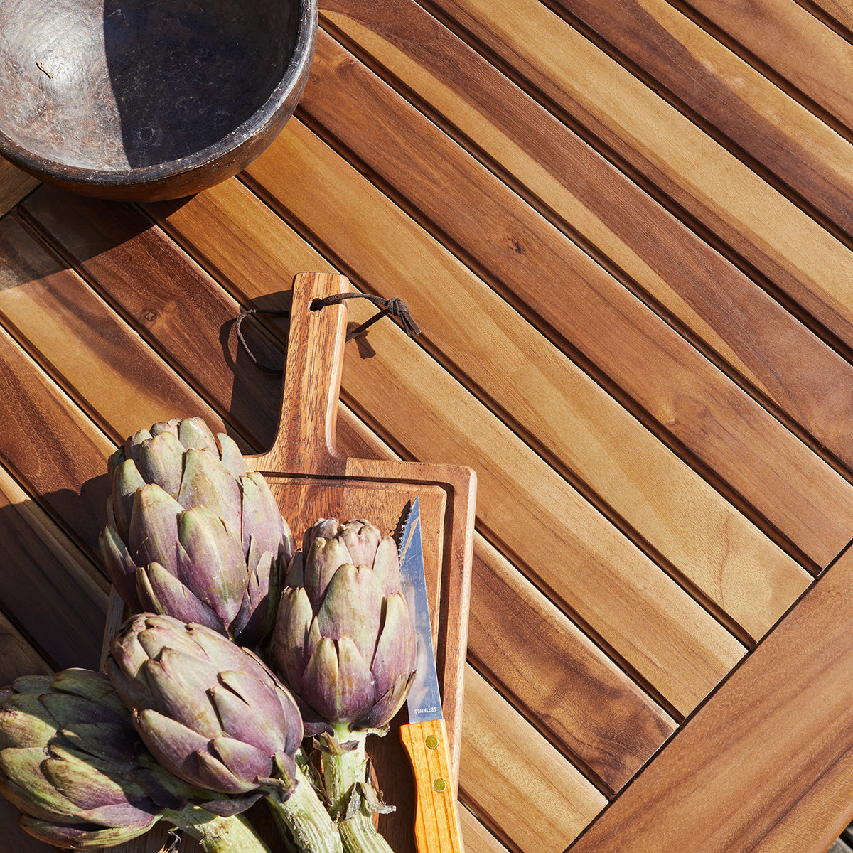 BALI - Ausziehbarer ovaler Gartentisch aus geöltem Teakholz 6/8-Sitzer