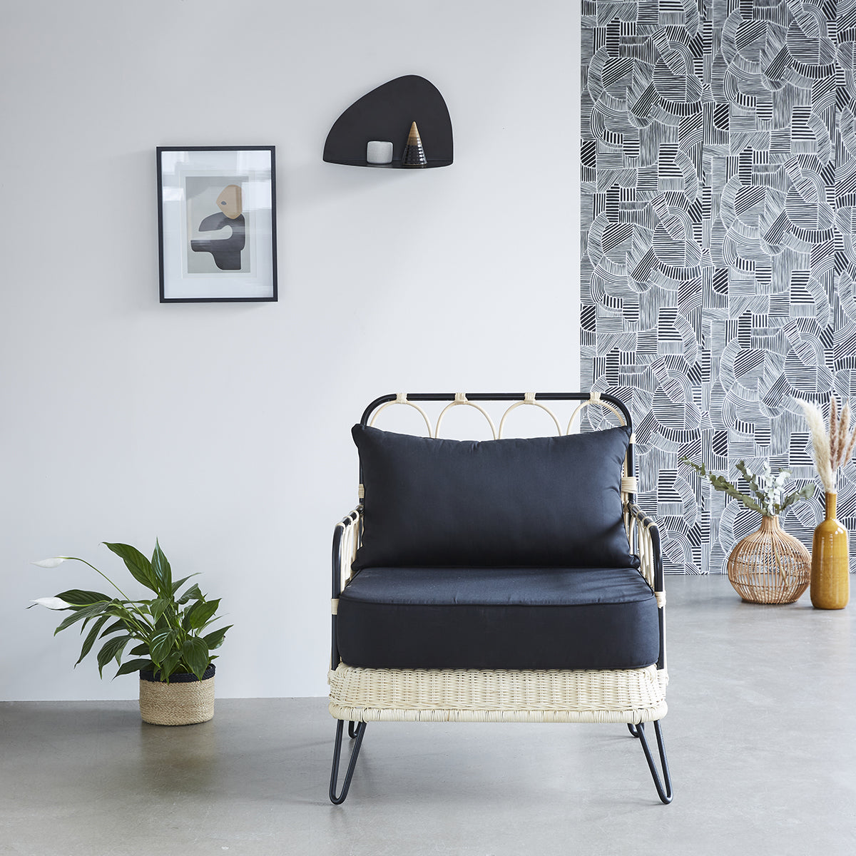 ALBANE - Sessel aus Rattan und Metall