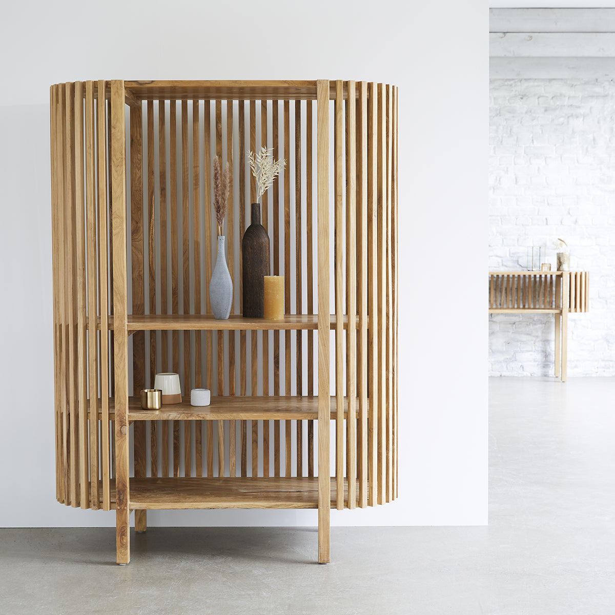 VICTORIA - Bücherregal aus massivem Teakholz 160 cm