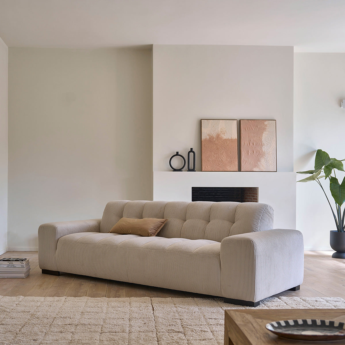 ALPHONSE - Gerades 4-Sitzer-Sofa aus naturfarbenem cord