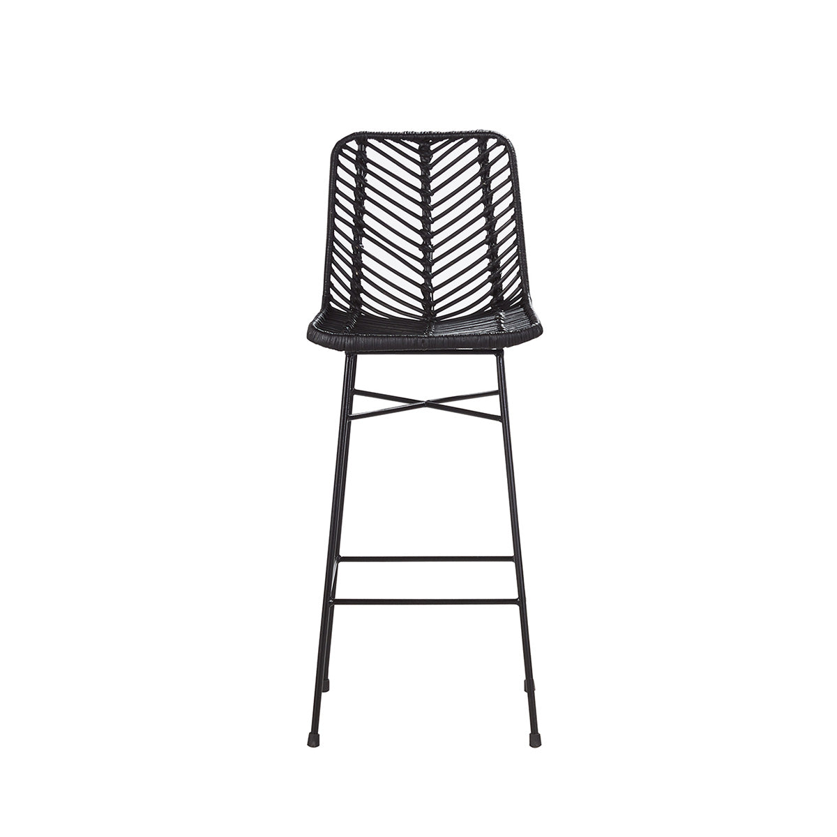 BOHEMA - Barhocker aus Rattan und schwarzem Metall