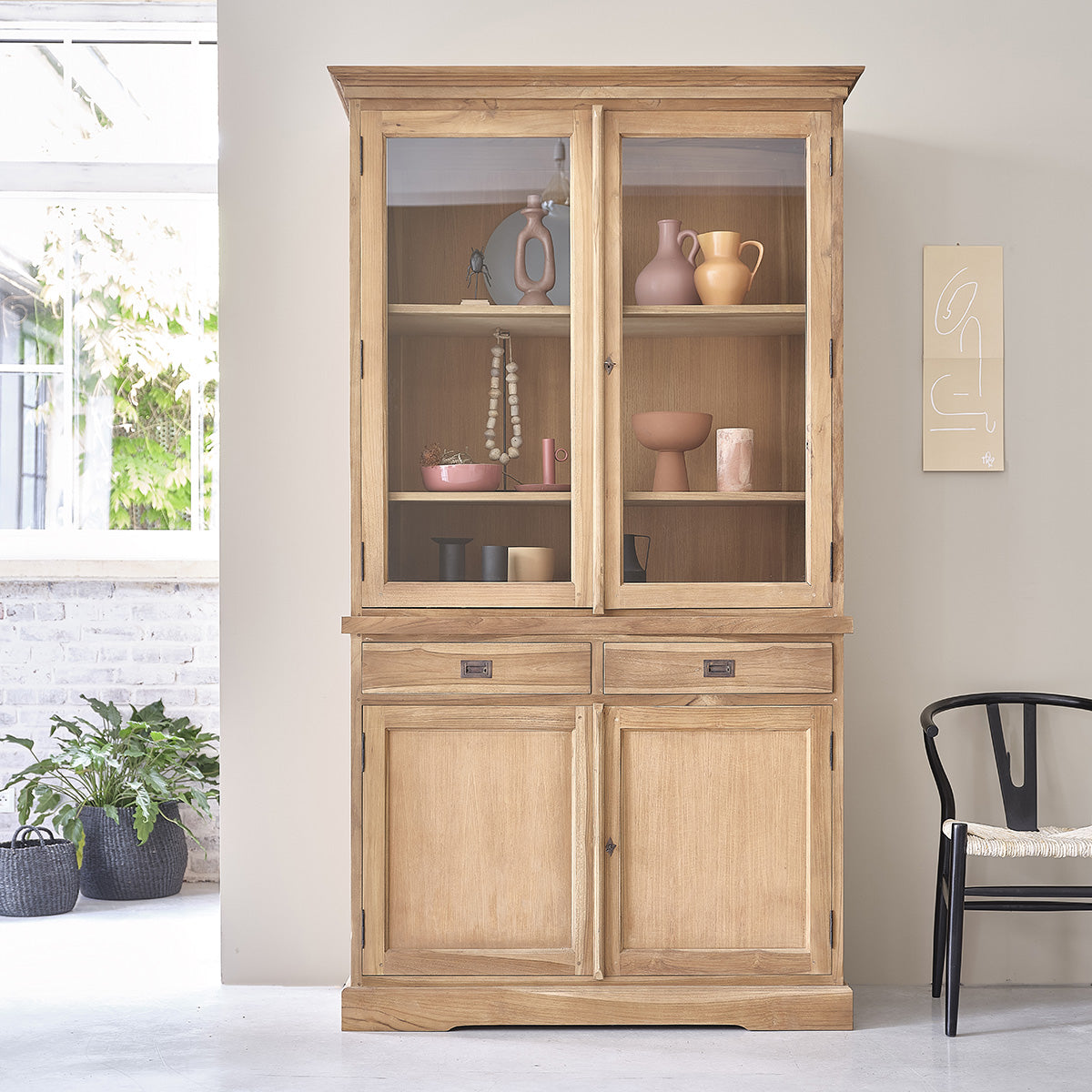 BOSTON - Geschirrschrank aus massivem Teakholz 120 cm