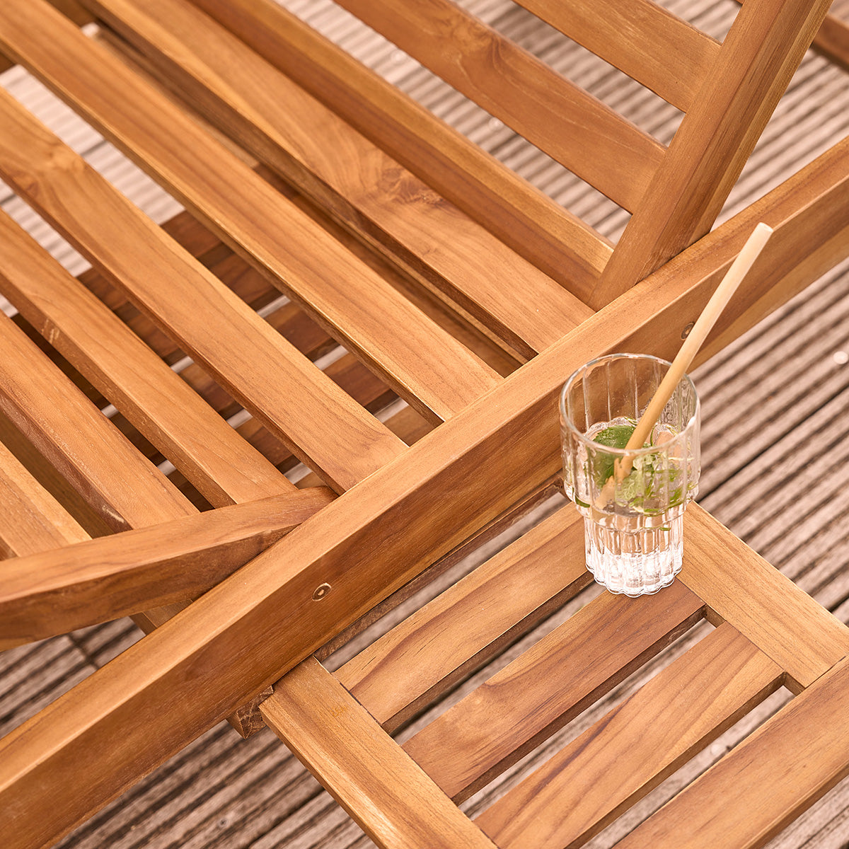 BALI - Set aus 2 Liegestühle aus geöltem Teakholz