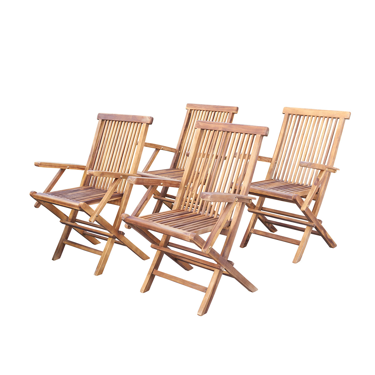 BALI - Klappbarer Gartensessel aus massivem geöltem Teakholz (4er-Set)
