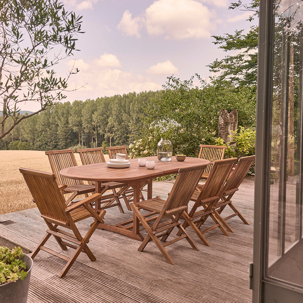 BALI - Klappbarer Gartensessel aus massivem geöltem Teakholz (4er-Set)