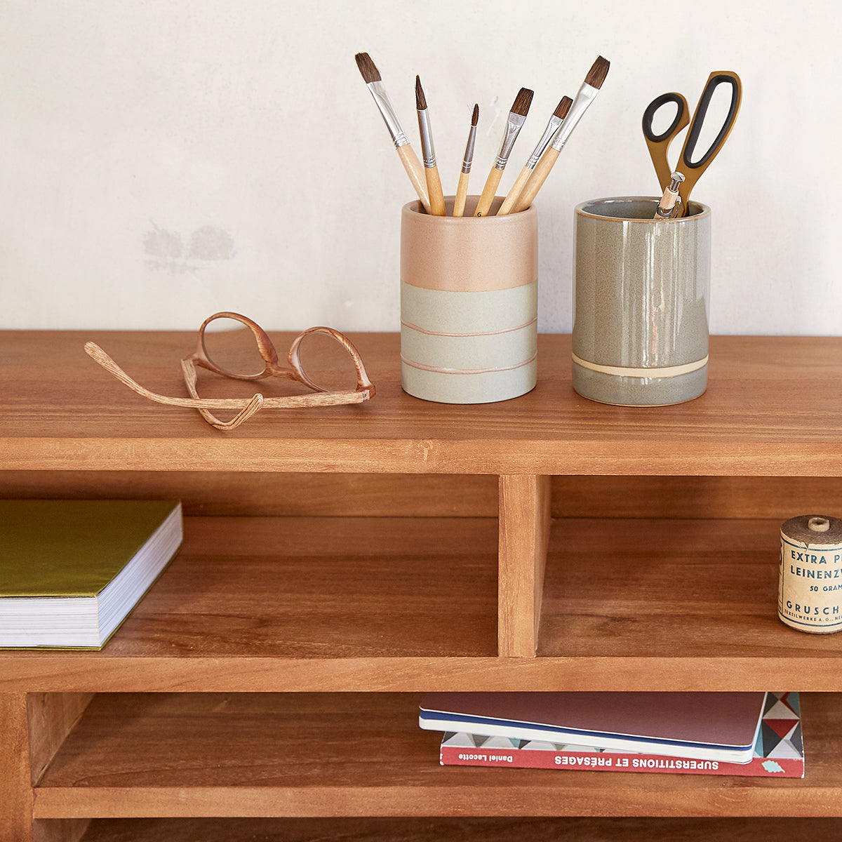 ISAURE - Schreibtisch aus massivem Teakholz 110 cm