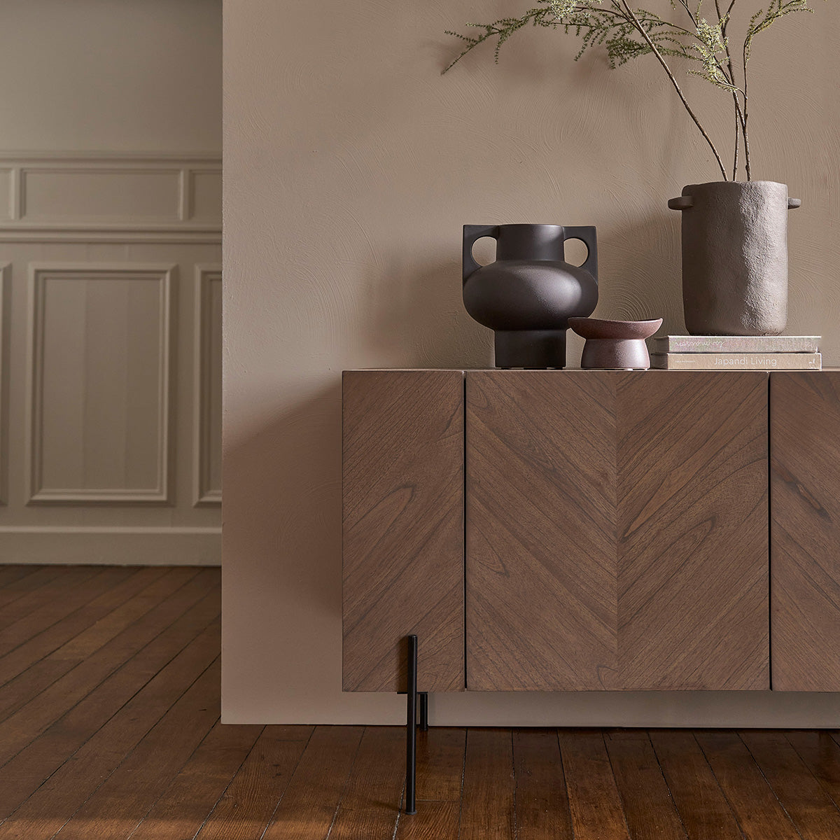CALIX - Buffet aus Buffet aus massivem Mindi und Metallbeinen 200 cm Mindi und Metallbeinen 200 cm