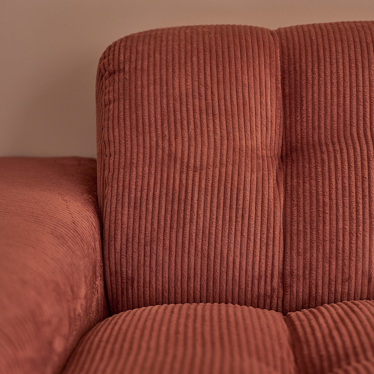 ALPHONSE - Gerades 3-Sitzer-Sofa aus terrakottafarbenem Cord