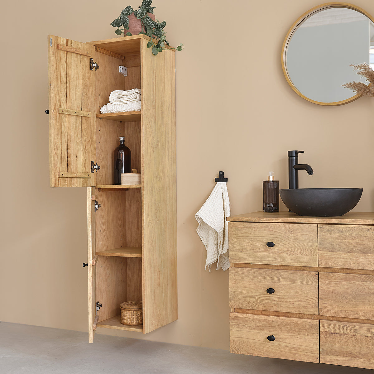 ERNEST - Badezimmer-Hochschrank aus Eiche 150 cm