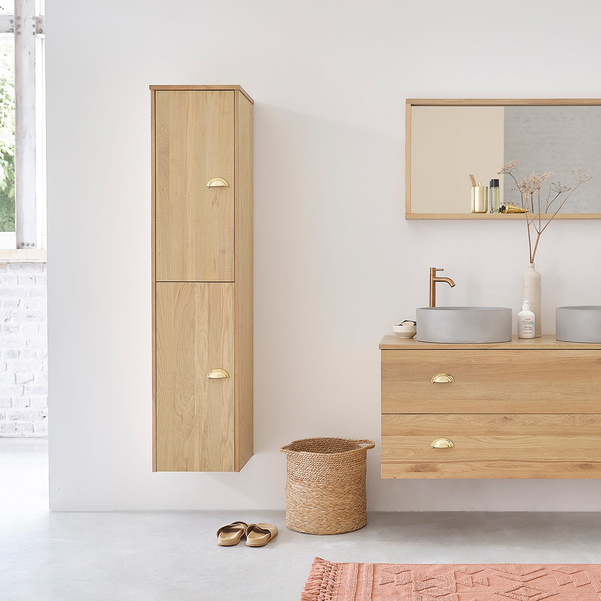 MARGAUX - Badezimmer-Hochschrank aus Eiche 150 cm