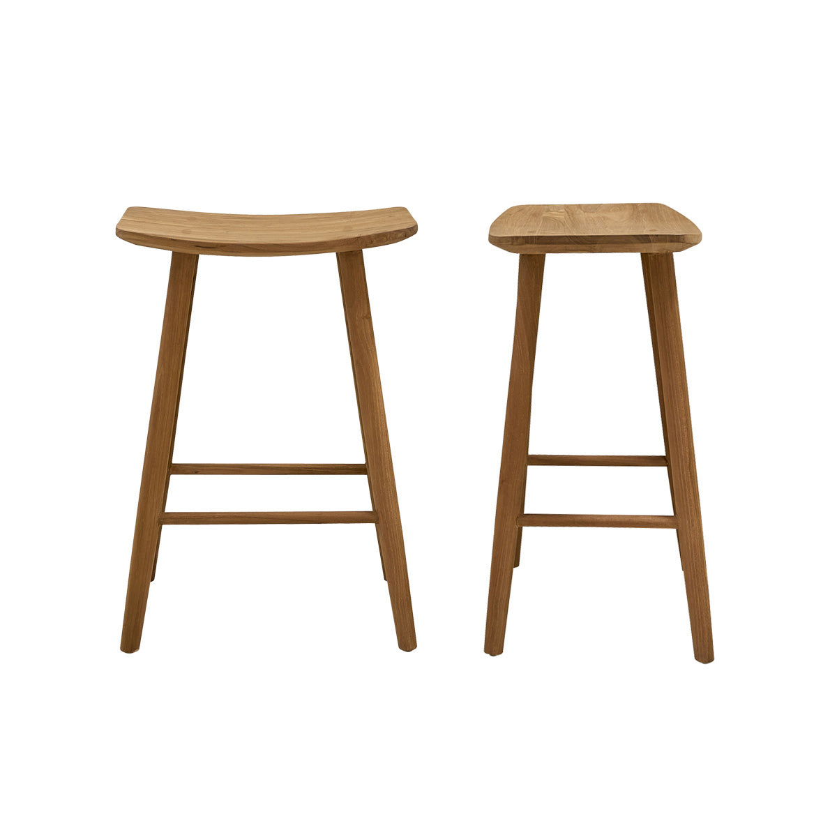 AMBRE - Set aus 2 Hockern aus massivem Teakholz 65 cm