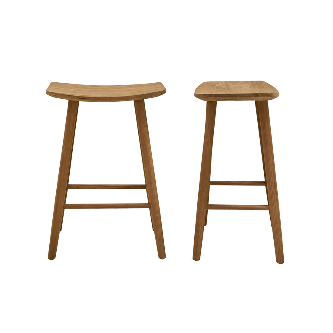AMBRE - Set aus 2 Barhockern aus massivem Teakholz 65 cm