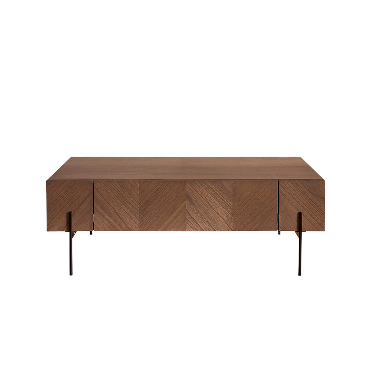 CALIX - Massiver Mindi Couchtisch mit Metallbeinen 120 cm