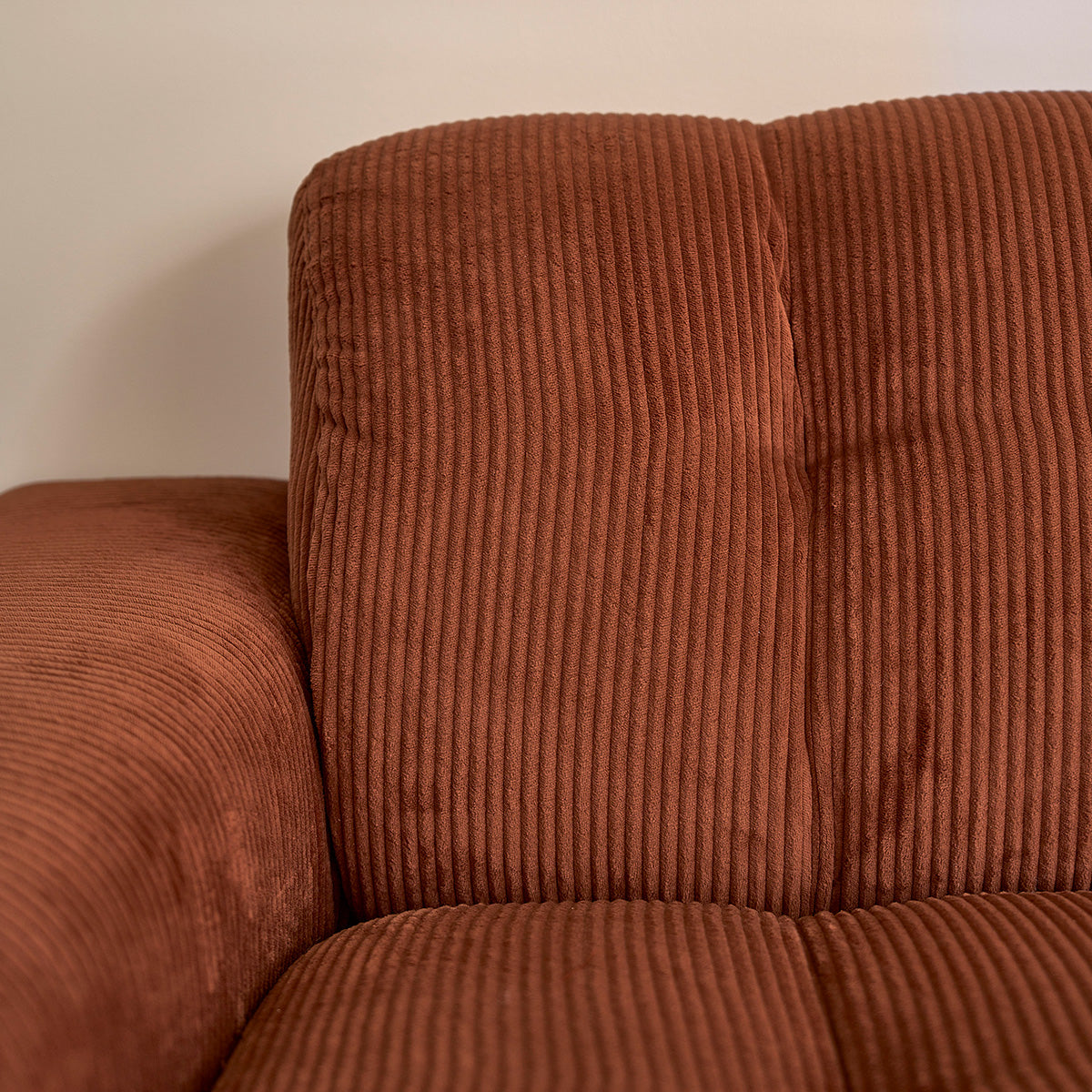 ALPHONSE - Gerades 4-Sitzer-Sofa aus terrakottafarbenem Cord