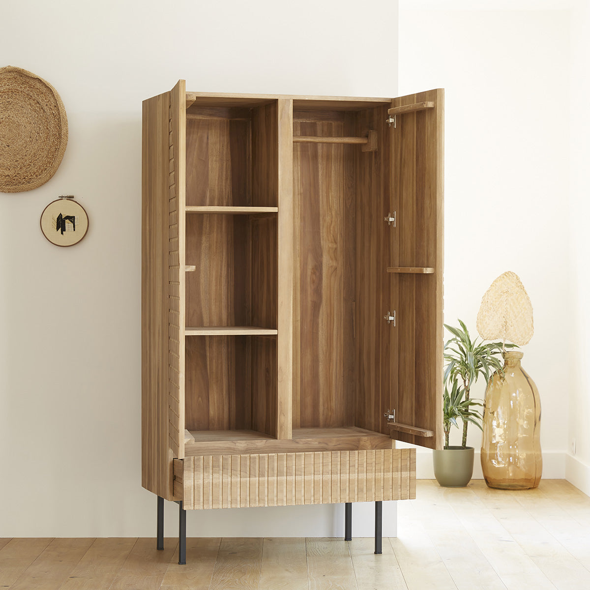 PORTLAND - Schrank aus massivem Teakholz 95 cm